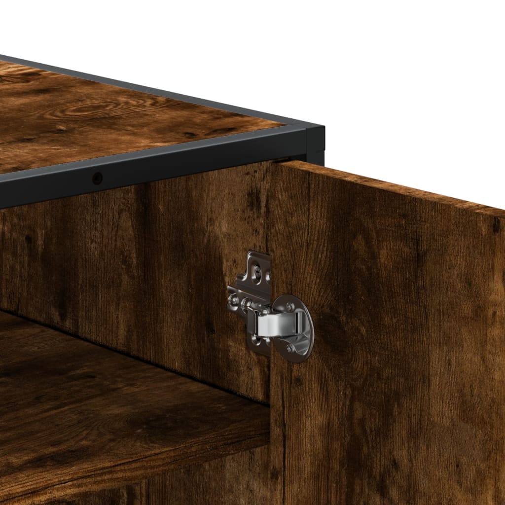 füstös tölgy színű szerelt fa és fém cipőszekrény 75x38x97,5 cm