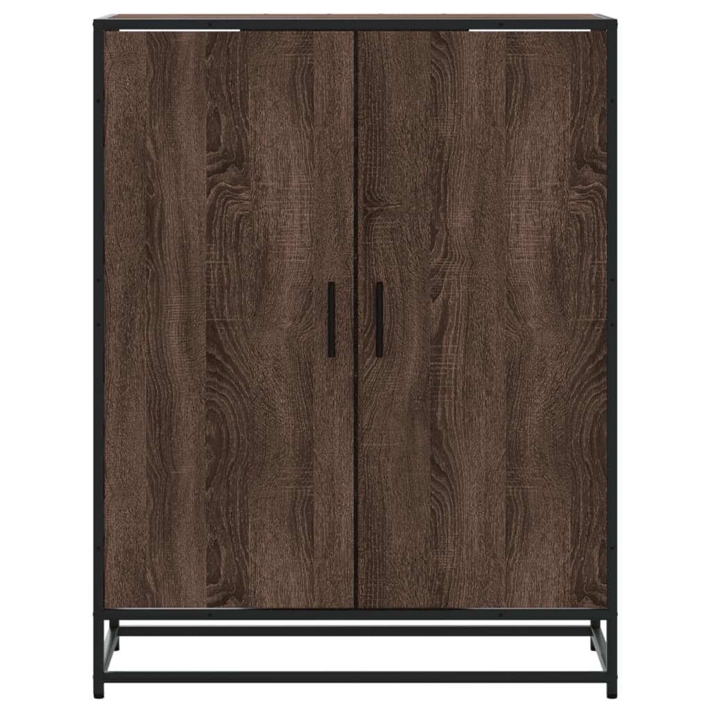 barna tölgy színű szerelt fa és fém cipőszekrény 75x38x97,5 cm