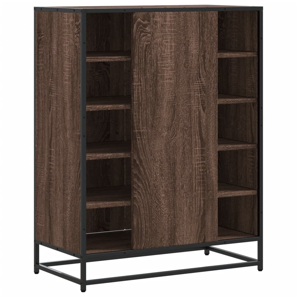 barna tölgy színű szerelt fa és fém cipőszekrény 75x38x97,5 cm