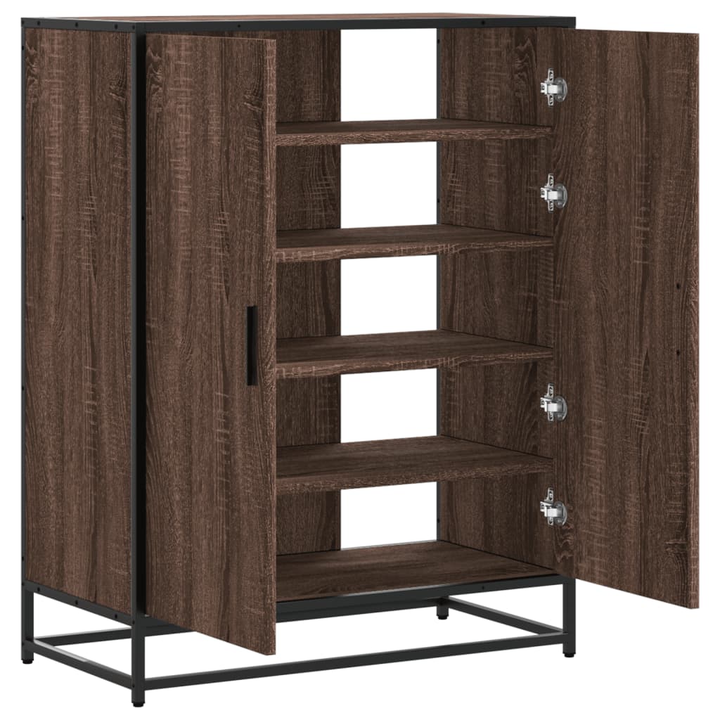 barna tölgy színű szerelt fa és fém cipőszekrény 75x38x97,5 cm
