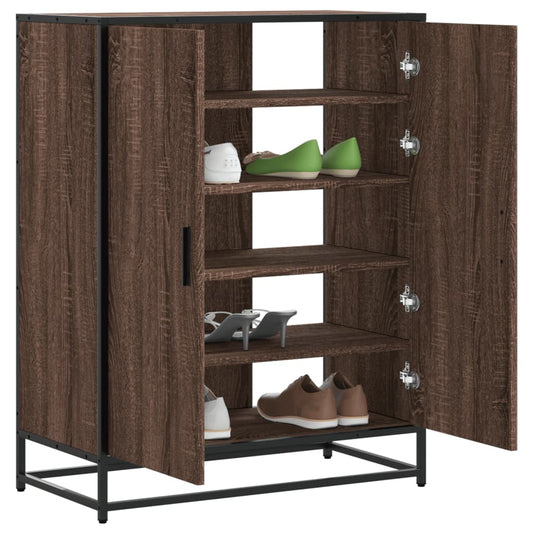 barna tölgy színű szerelt fa és fém cipőszekrény 75x38x97,5 cm