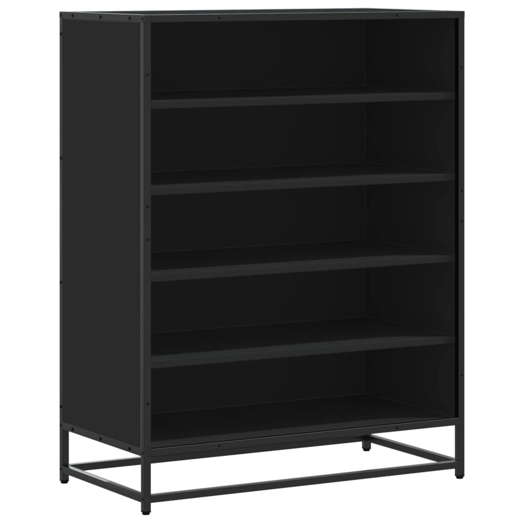 fekete szerelt fa és fém cipőszekrény 75 x 38 x 97,5 cm
