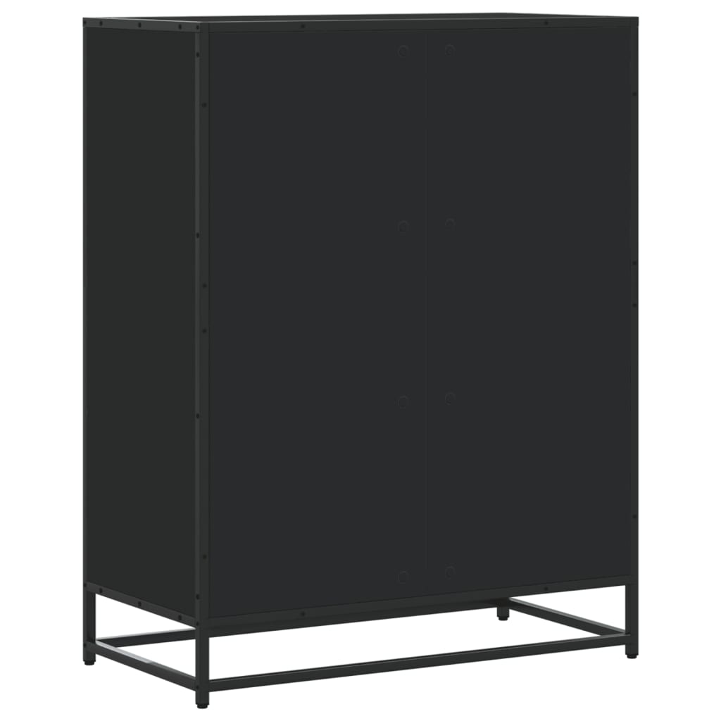 fekete szerelt fa és fém cipőszekrény 75 x 38 x 97,5 cm