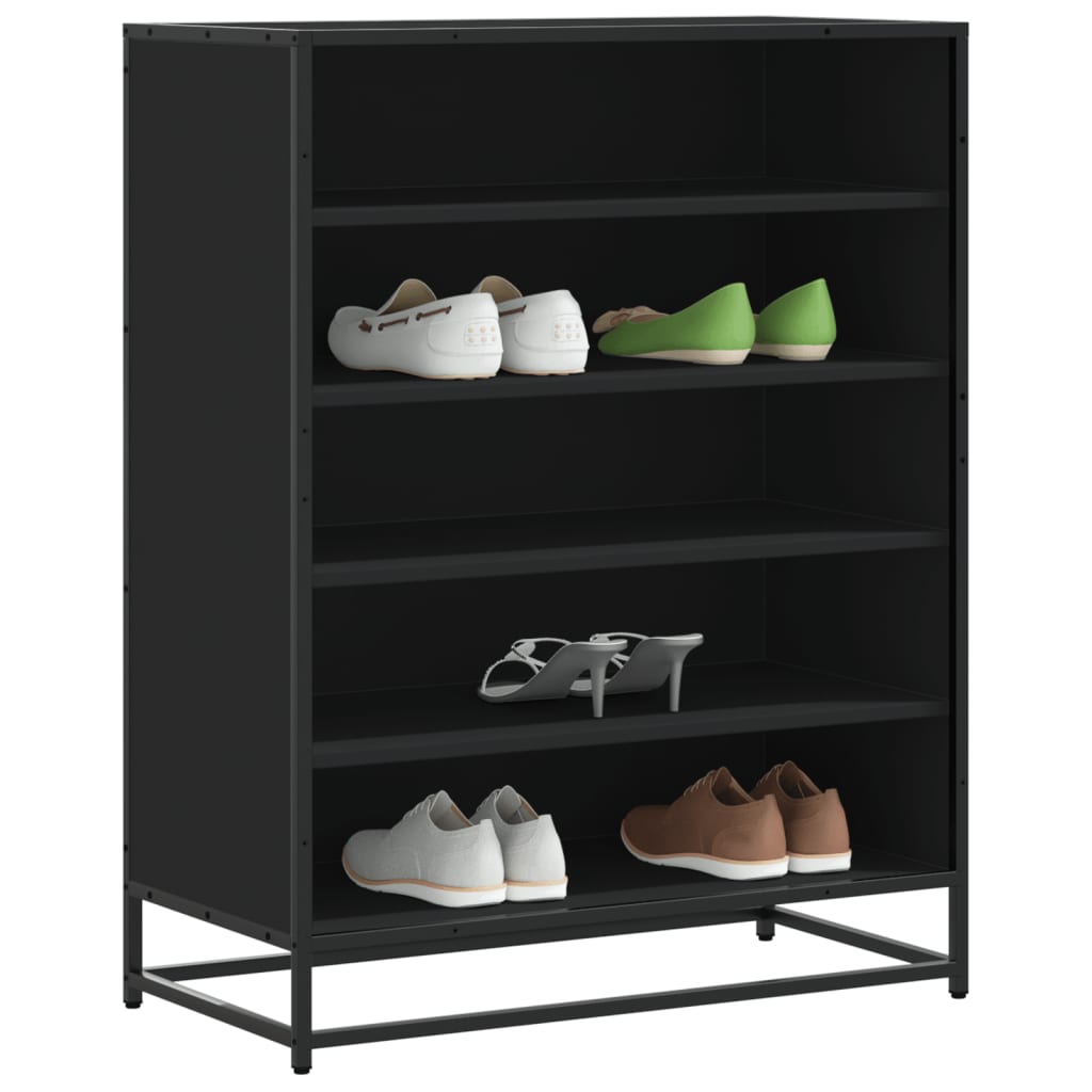 fekete szerelt fa és fém cipőszekrény 75 x 38 x 97,5 cm
