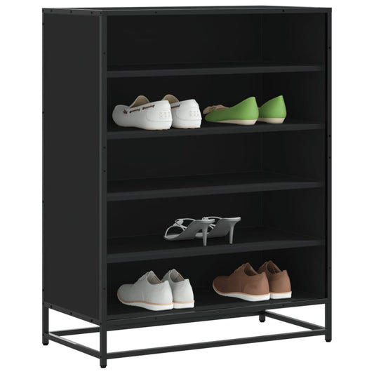 fekete szerelt fa és fém cipőszekrény 75 x 38 x 97,5 cm
