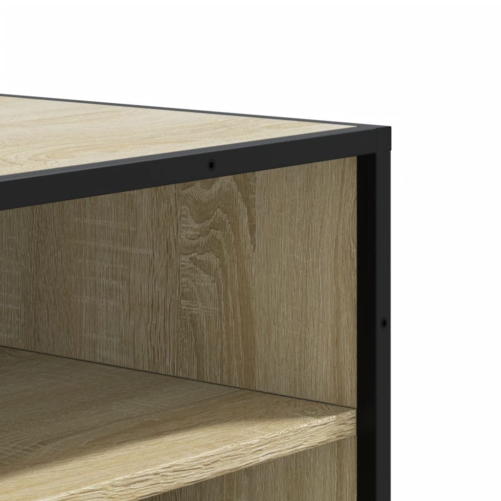 sonoma tölgy színű szerelt fa és fém cipőszekrény 75x38x97,5 cm