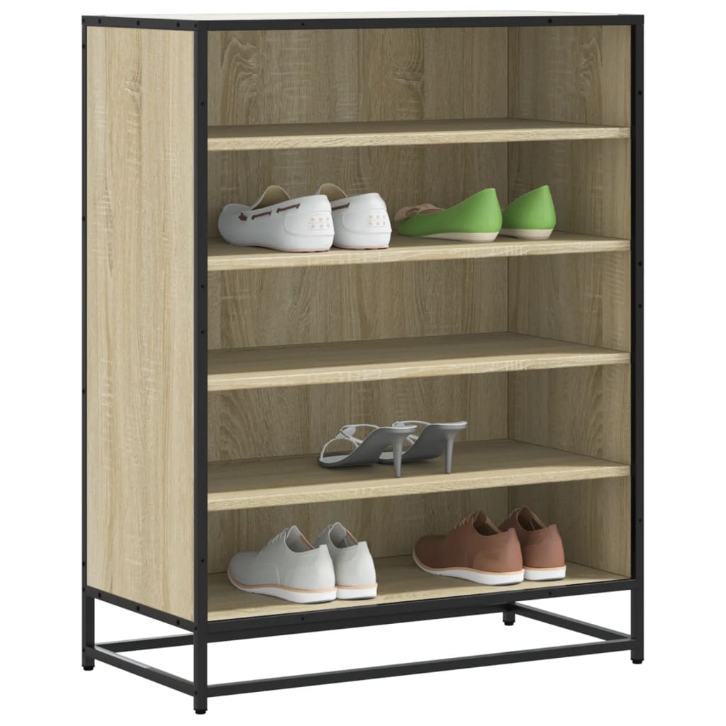 sonoma tölgy színű szerelt fa és fém cipőszekrény 75x38x97,5 cm
