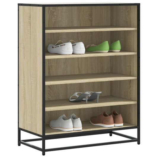 sonoma tölgy színű szerelt fa és fém cipőszekrény 75x38x97,5 cm