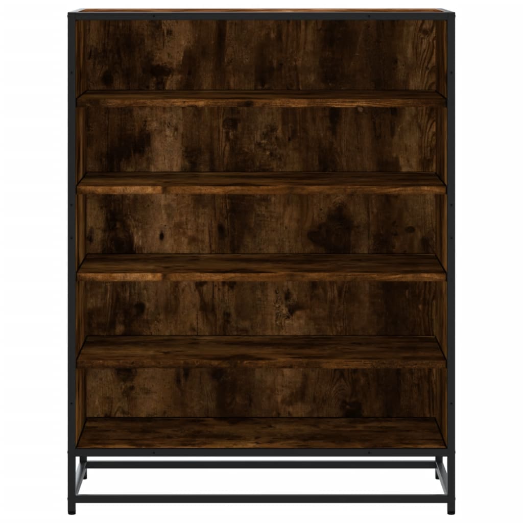 füstös tölgy színű szerelt fa és fém cipőszekrény 75x38x97,5 cm