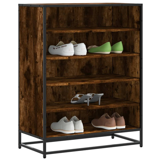 füstös tölgy színű szerelt fa és fém cipőszekrény 75x38x97,5 cm