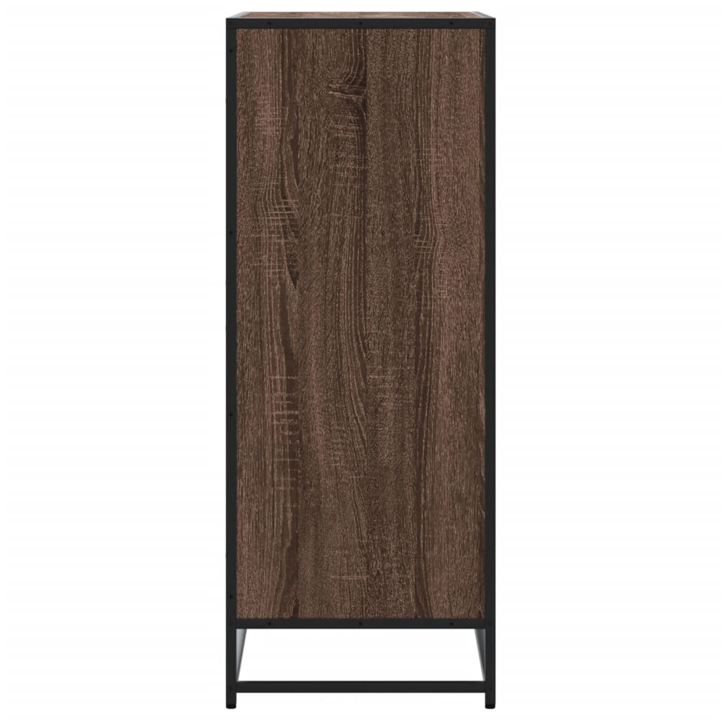 barna tölgy színű szerelt fa és fém cipőszekrény 75x38x97,5 cm