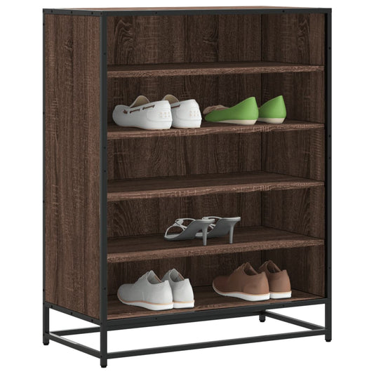 barna tölgy színű szerelt fa és fém cipőszekrény 75x38x97,5 cm