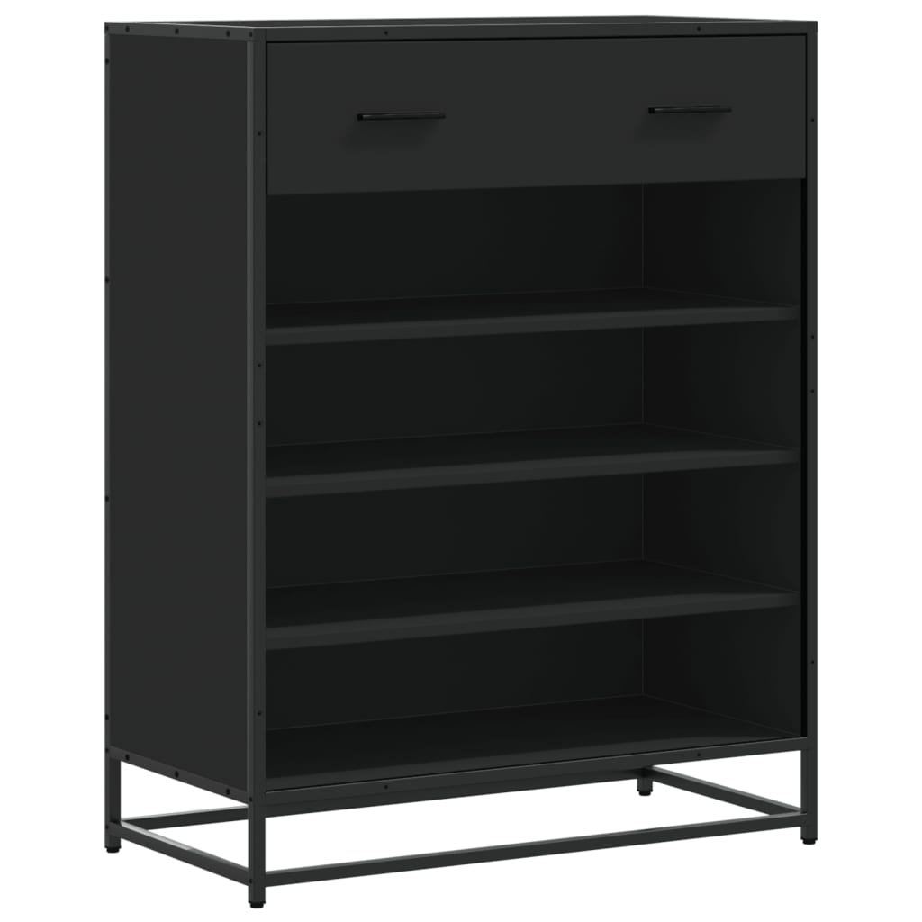 fekete szerelt fa és fém cipőszekrény 75 x 38 x 97,5 cm