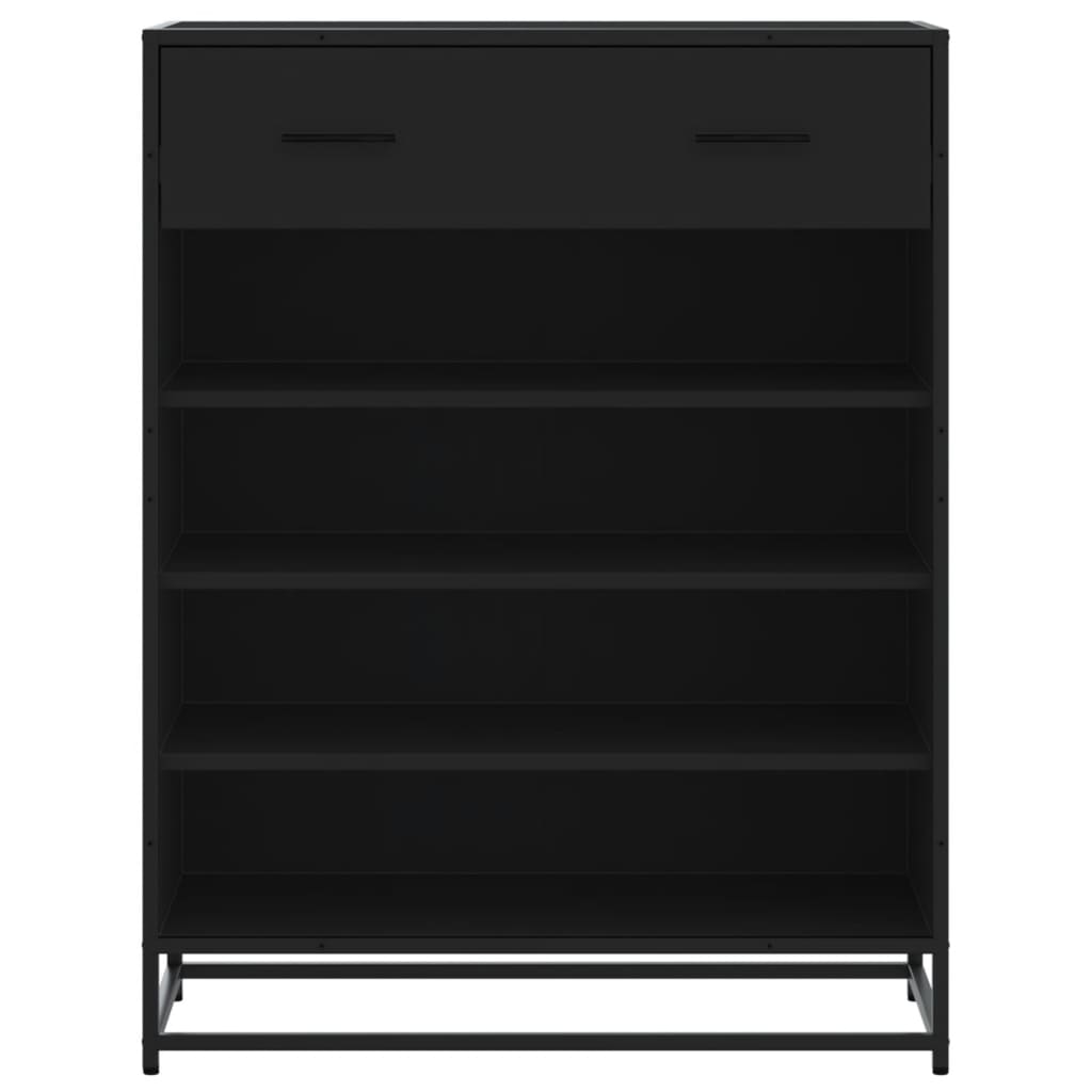 fekete szerelt fa és fém cipőszekrény 75 x 38 x 97,5 cm