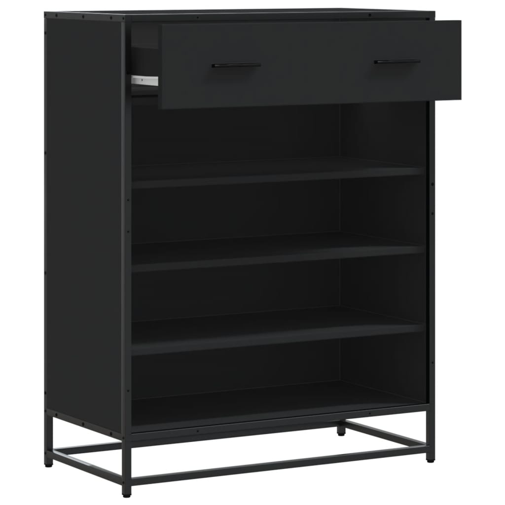 fekete szerelt fa és fém cipőszekrény 75 x 38 x 97,5 cm