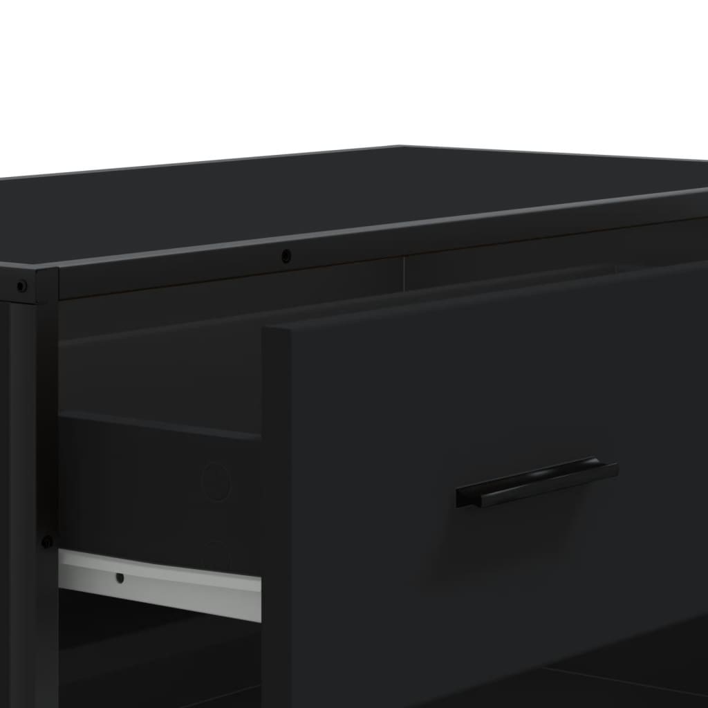 fekete szerelt fa és fém cipőszekrény 75 x 38 x 97,5 cm