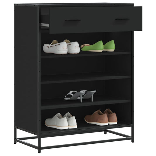 fekete szerelt fa és fém cipőszekrény 75 x 38 x 97,5 cm