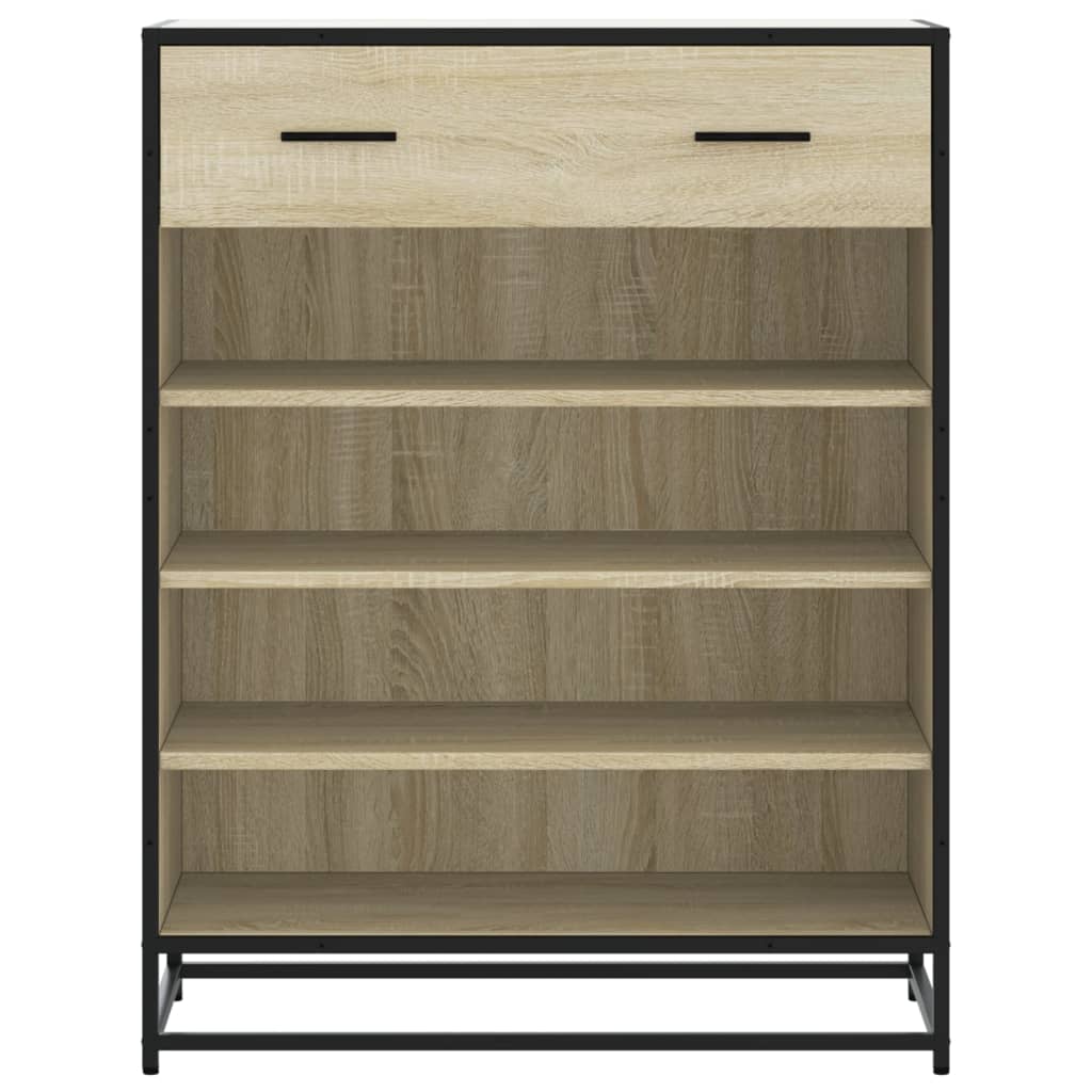 sonoma tölgy színű szerelt fa és fém cipőszekrény 75x38x97,5 cm