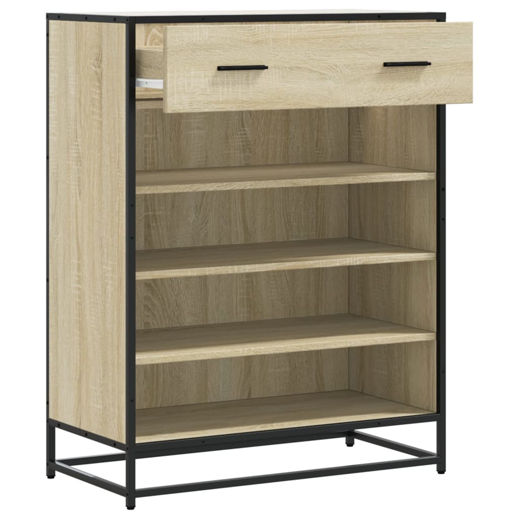 sonoma tölgy színű szerelt fa és fém cipőszekrény 75x38x97,5 cm