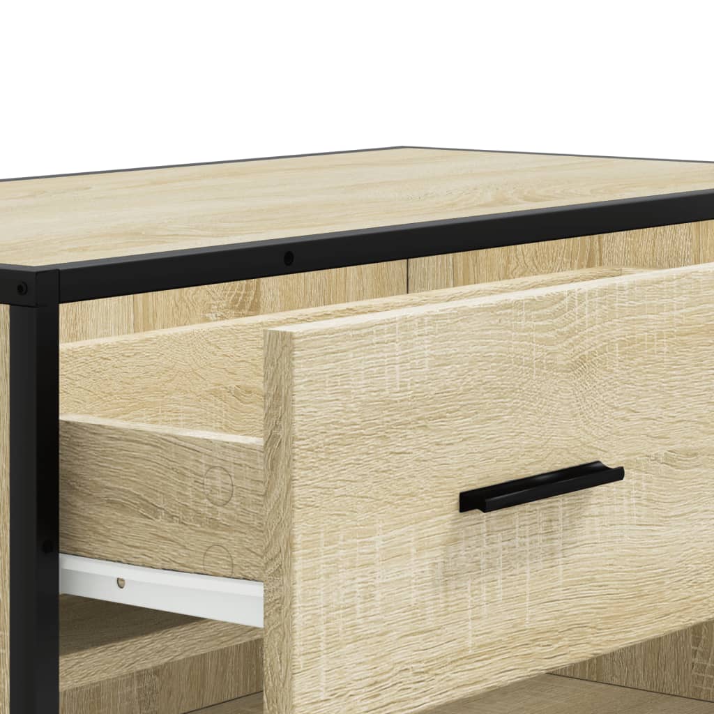 sonoma tölgy színű szerelt fa és fém cipőszekrény 75x38x97,5 cm