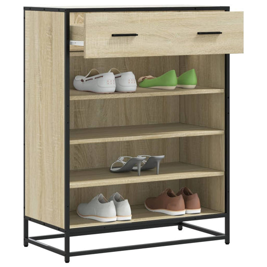 sonoma tölgy színű szerelt fa és fém cipőszekrény 75x38x97,5 cm