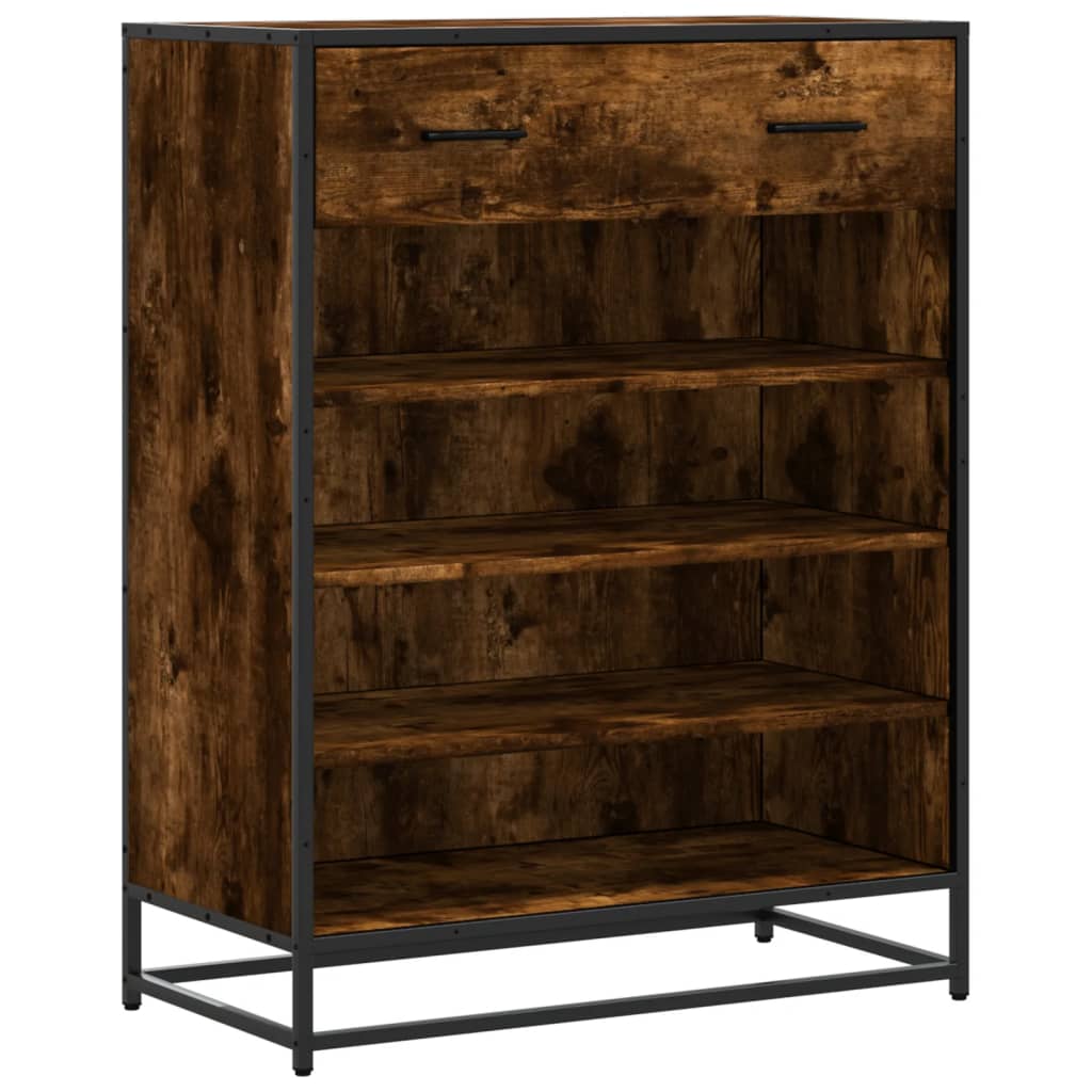 füstös tölgy színű szerelt fa és fém cipőszekrény 75x38x97,5 cm