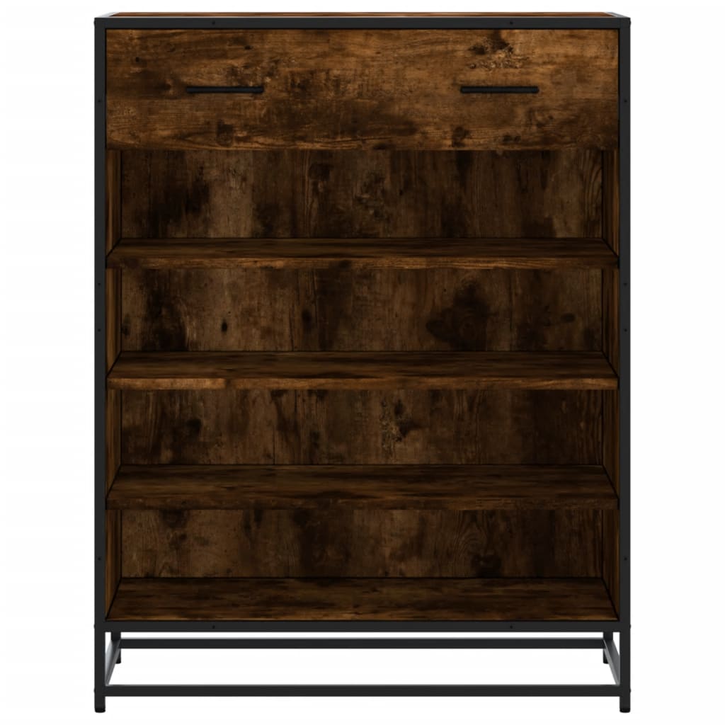 füstös tölgy színű szerelt fa és fém cipőszekrény 75x38x97,5 cm