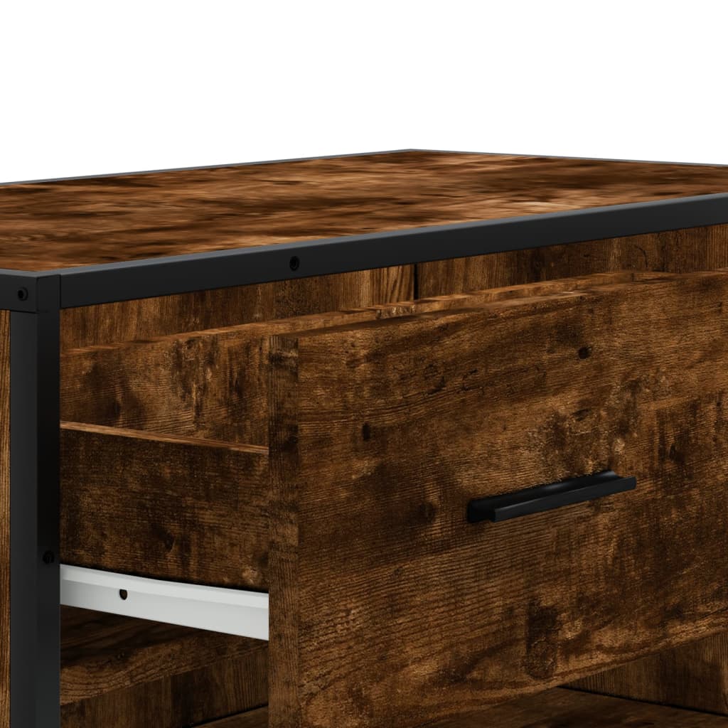 füstös tölgy színű szerelt fa és fém cipőszekrény 75x38x97,5 cm