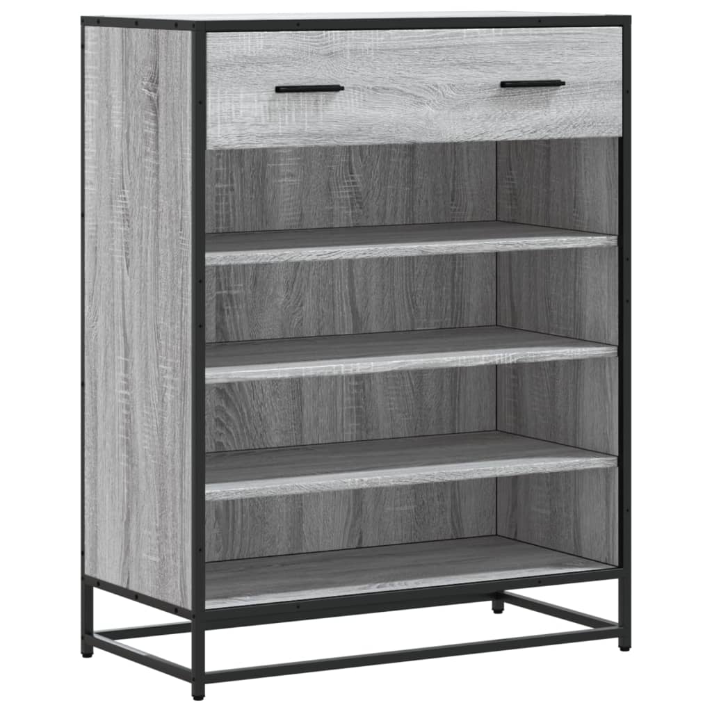 szürke sonoma szerelt fa és fém cipőszekrény 75 x 38 x 97,5 cm