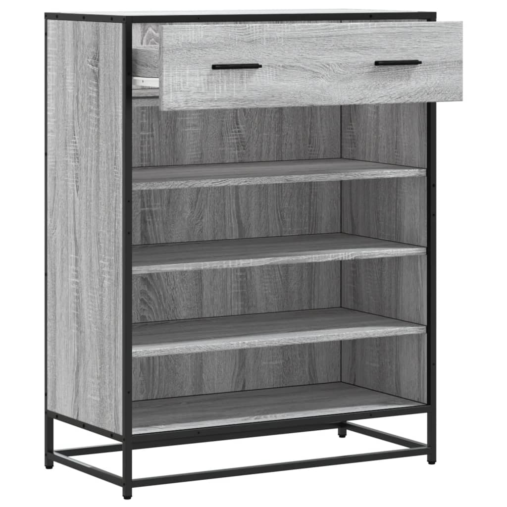 szürke sonoma szerelt fa és fém cipőszekrény 75 x 38 x 97,5 cm