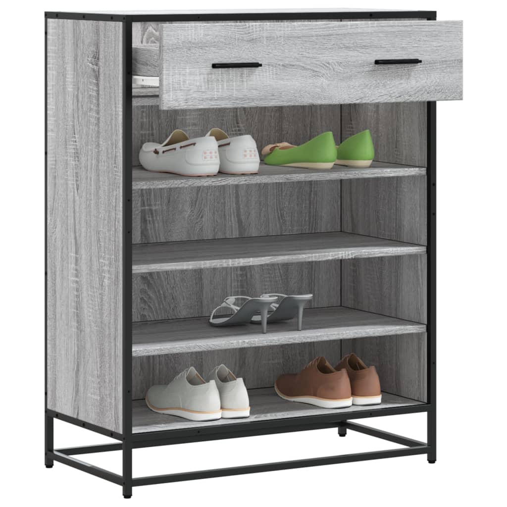 szürke sonoma szerelt fa és fém cipőszekrény 75 x 38 x 97,5 cm