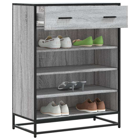 szürke sonoma szerelt fa és fém cipőszekrény 75 x 38 x 97,5 cm