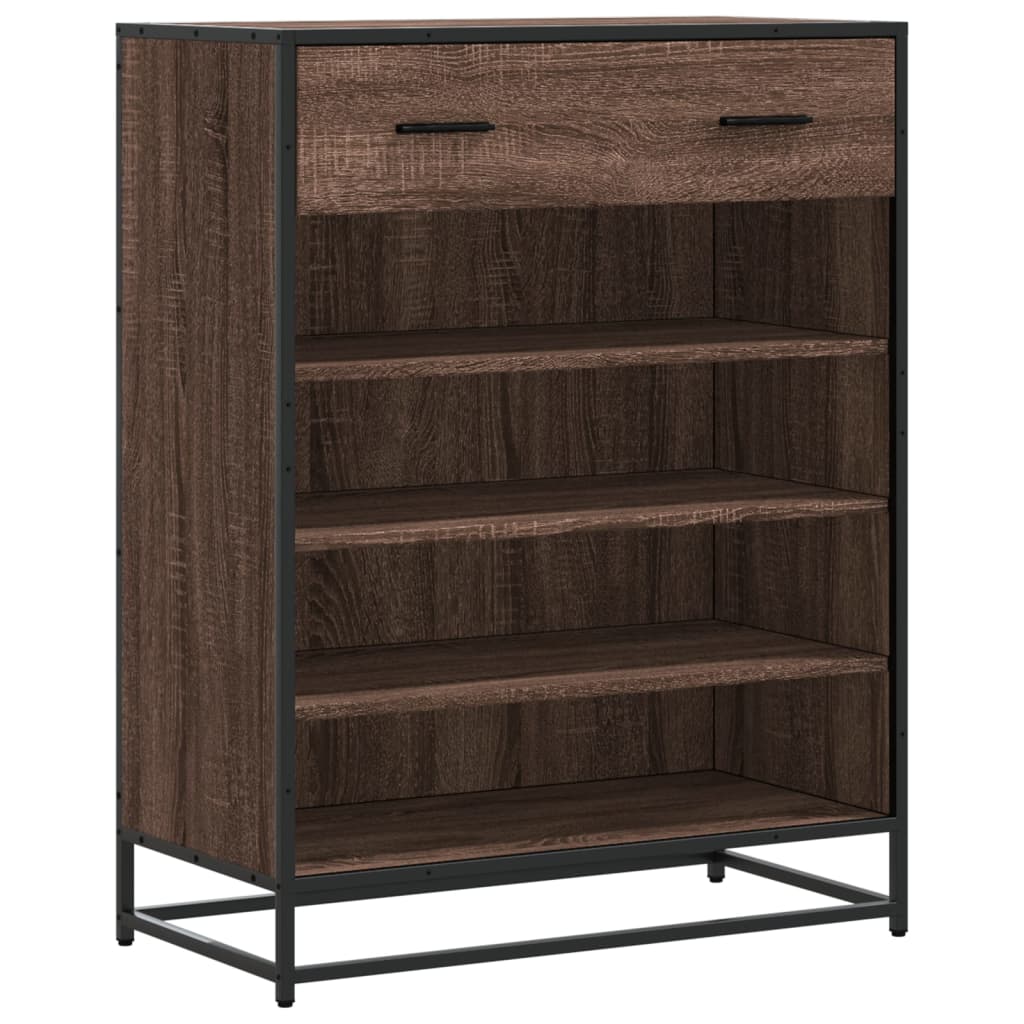 barna tölgy színű szerelt fa és fém cipőszekrény 75x38x97,5 cm
