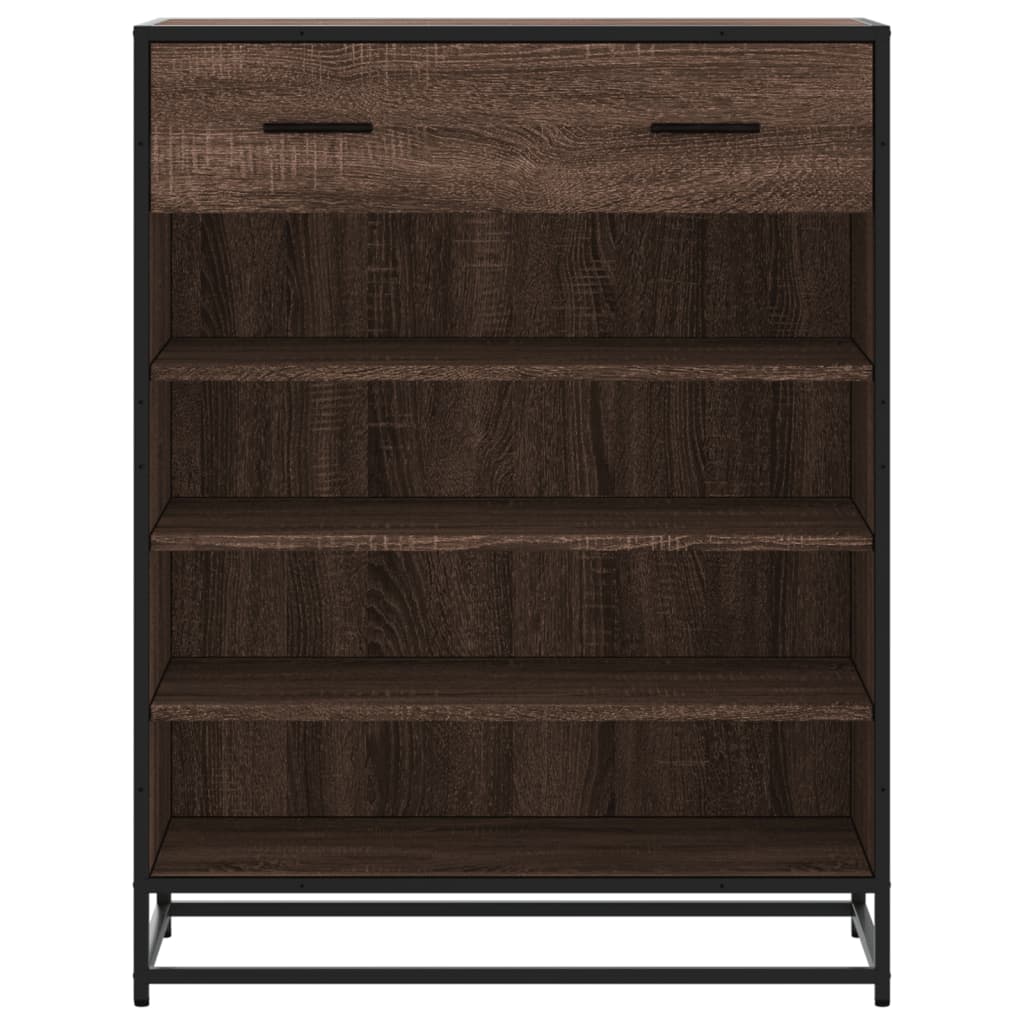 barna tölgy színű szerelt fa és fém cipőszekrény 75x38x97,5 cm