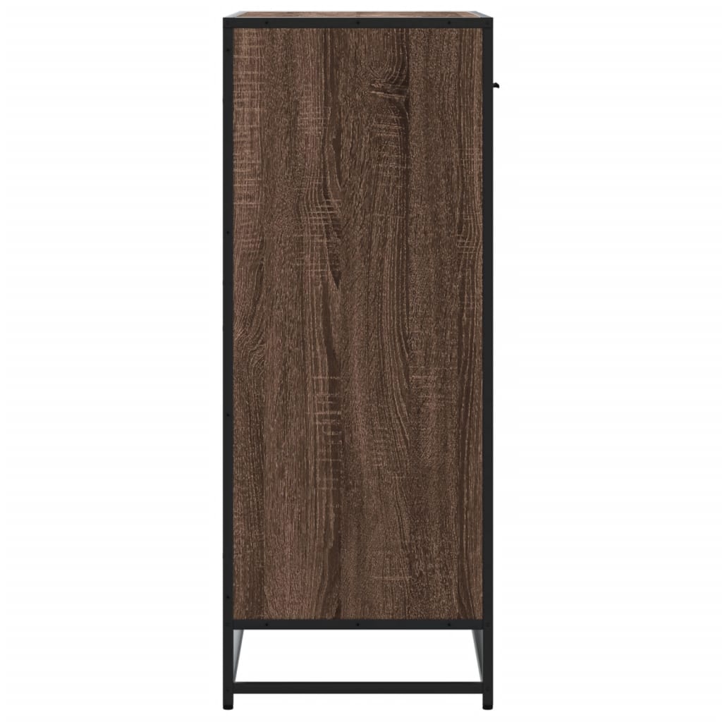 barna tölgy színű szerelt fa és fém cipőszekrény 75x38x97,5 cm