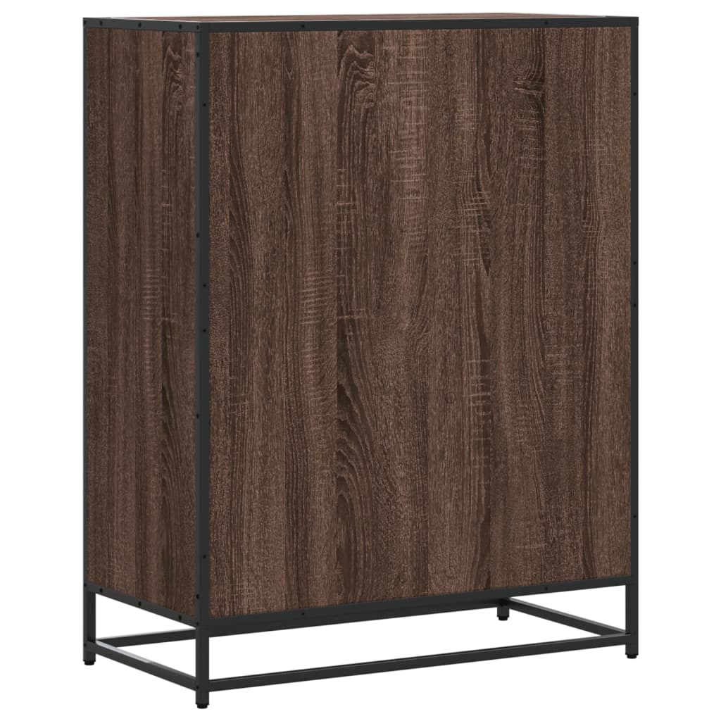 barna tölgy színű szerelt fa és fém cipőszekrény 75x38x97,5 cm