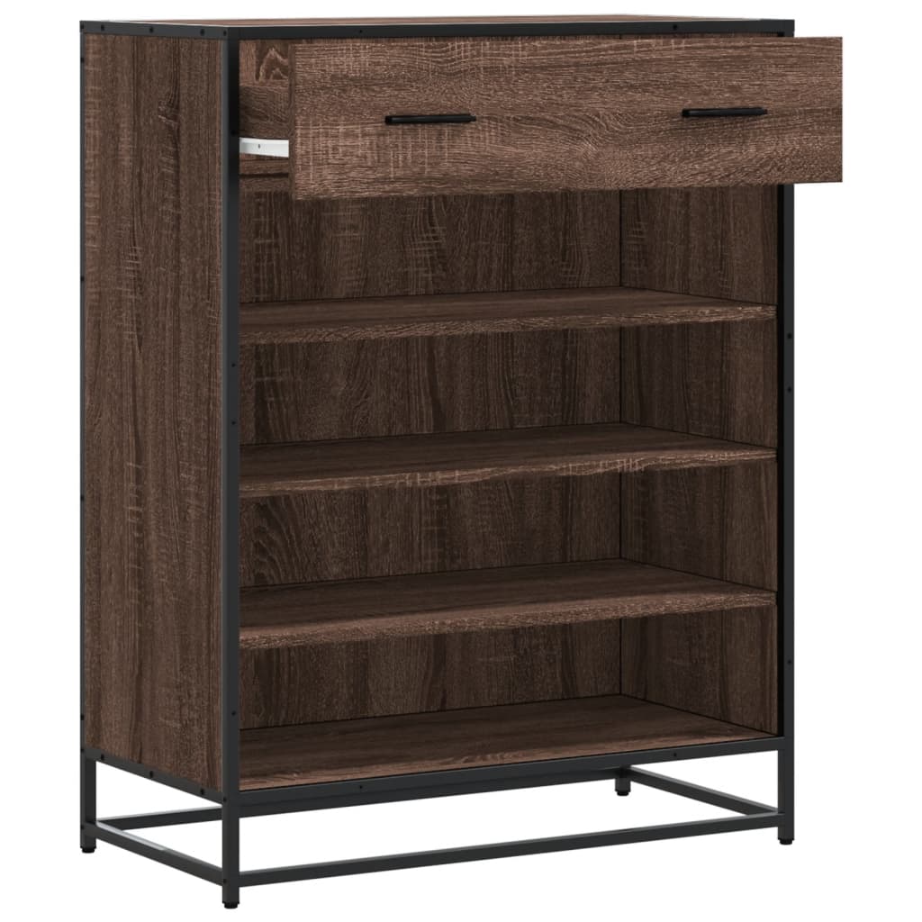 barna tölgy színű szerelt fa és fém cipőszekrény 75x38x97,5 cm
