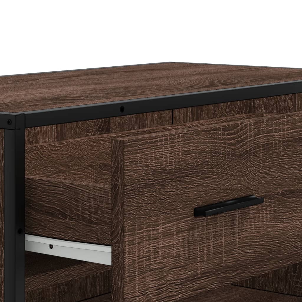 barna tölgy színű szerelt fa és fém cipőszekrény 75x38x97,5 cm