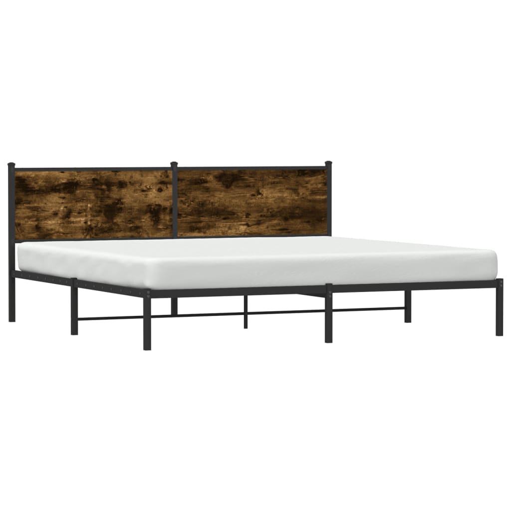 füstös tölgy színű fém ágykeret matrac nélkül 200 x 200 cm
