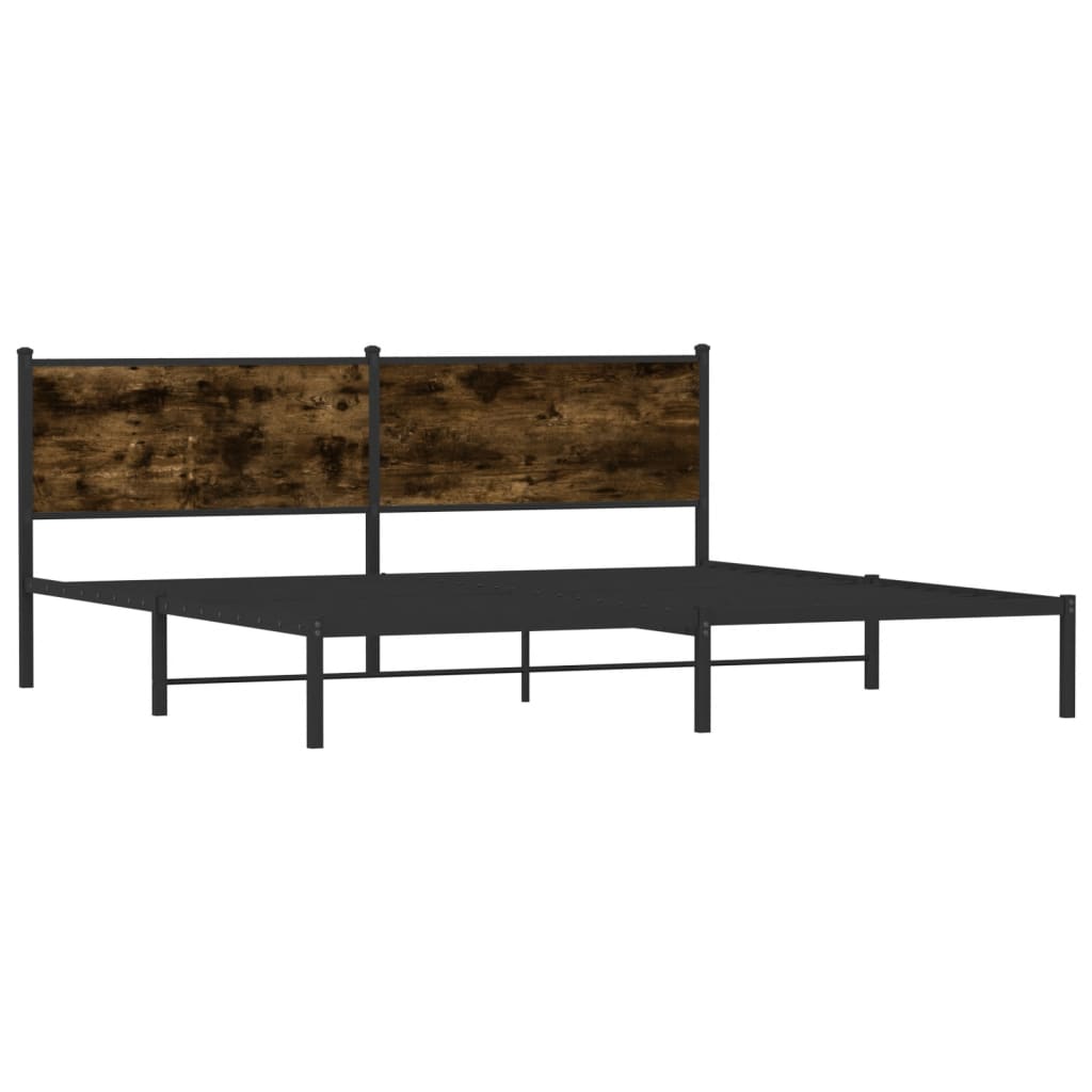 füstös tölgy színű fém ágykeret matrac nélkül 200 x 200 cm