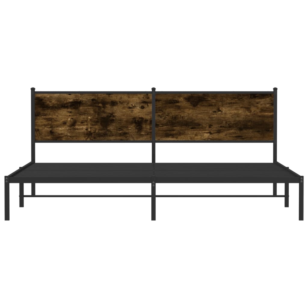 füstös tölgy színű fém ágykeret matrac nélkül 200 x 200 cm