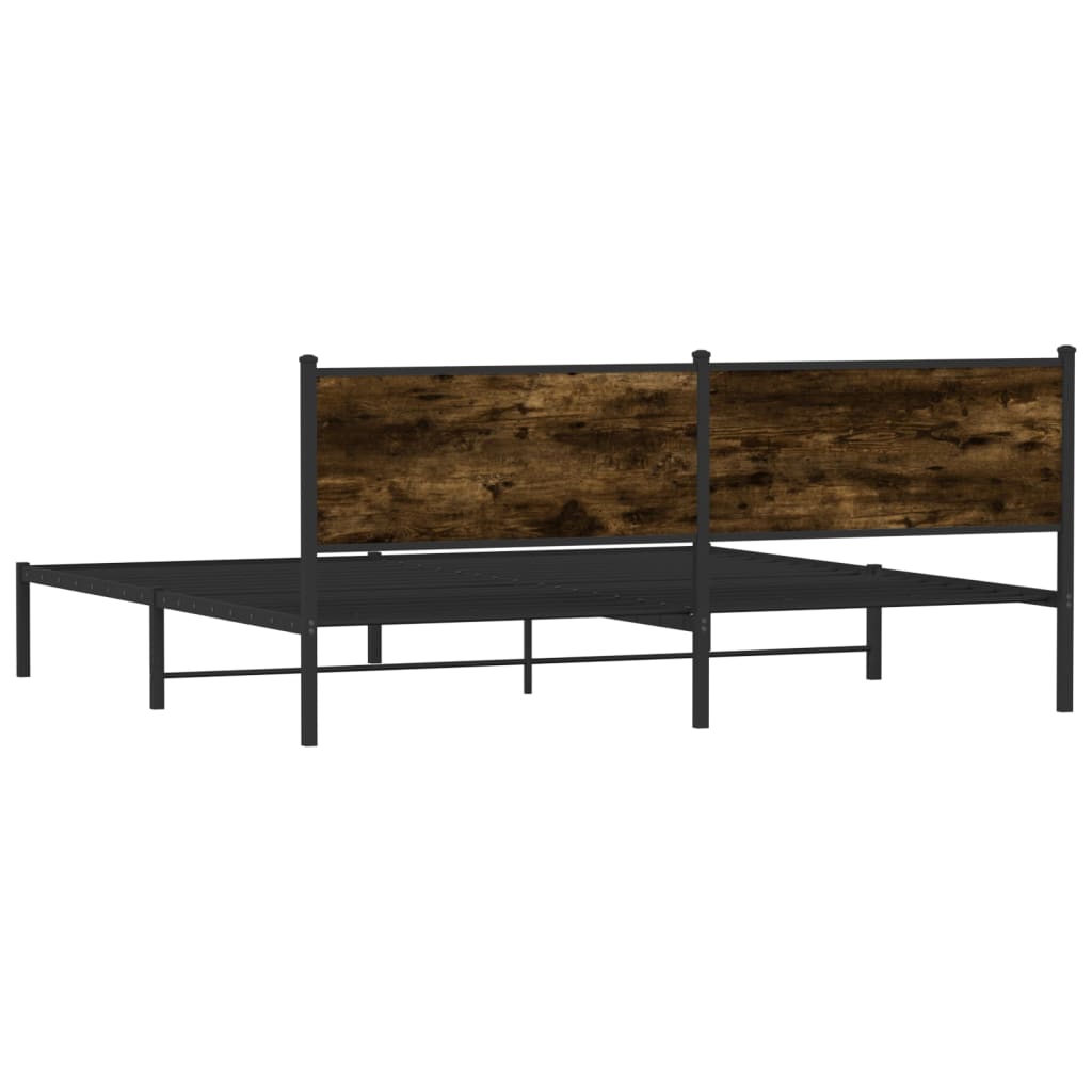 füstös tölgy színű fém ágykeret matrac nélkül 200 x 200 cm