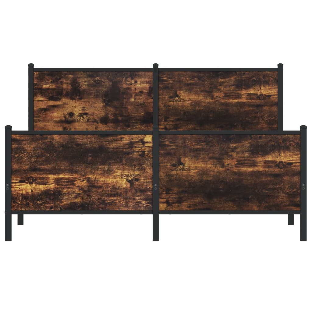 füstös tölgy színű fém ágykeret matrac nélkül 140 x 200 cm