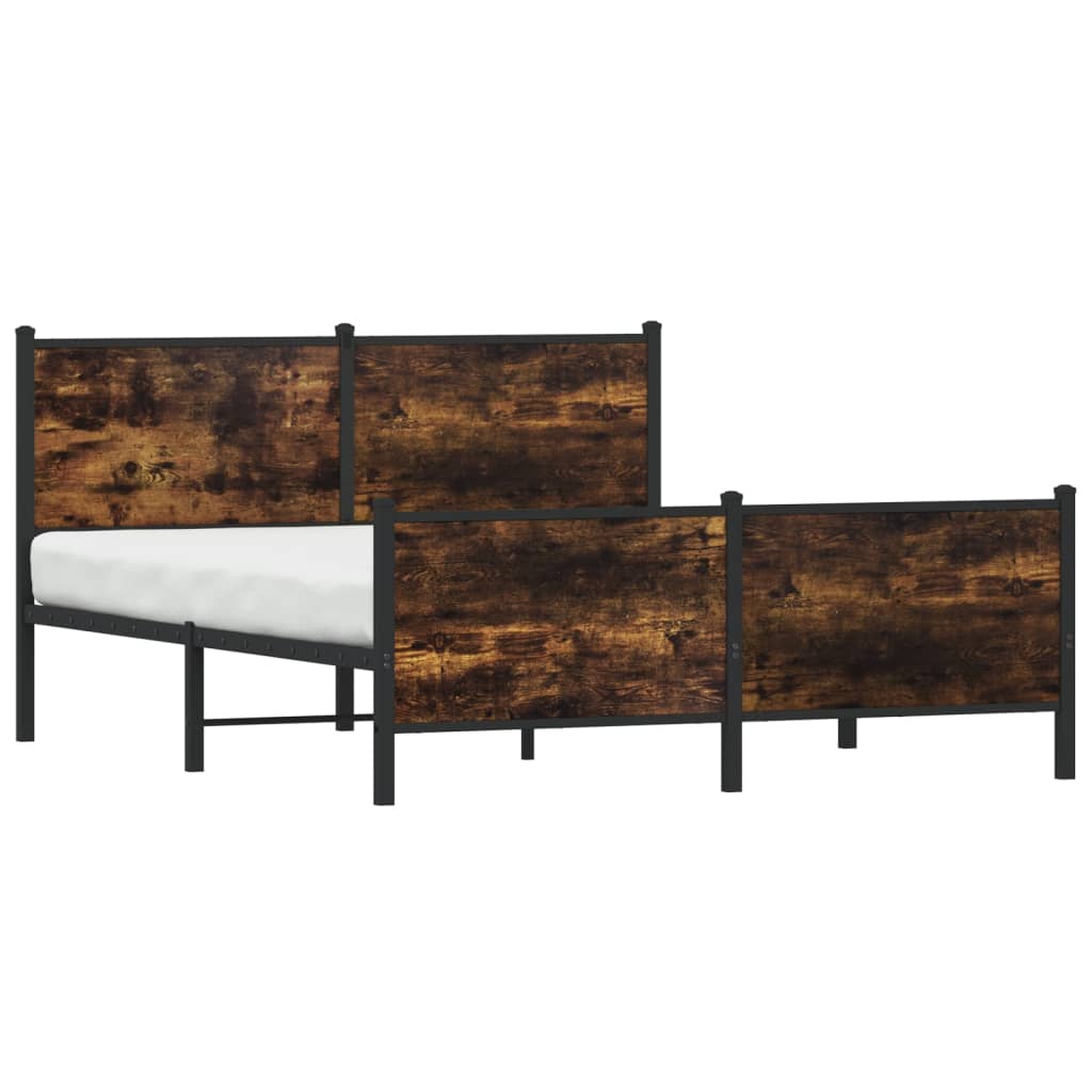 füstös tölgy színű fém ágykeret matrac nélkül 160 x 200 cm