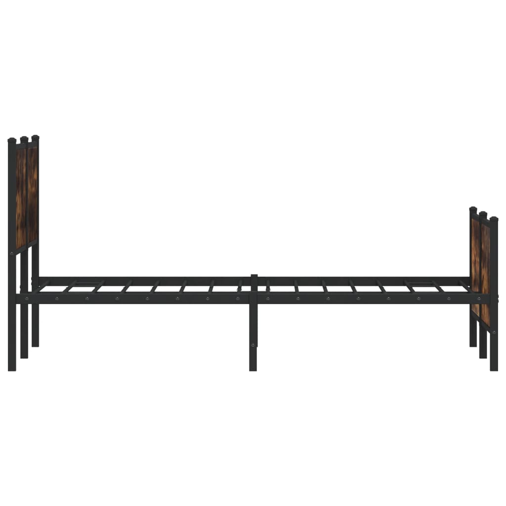 füstös tölgy színű fém ágykeret matrac nélkül 160 x 200 cm