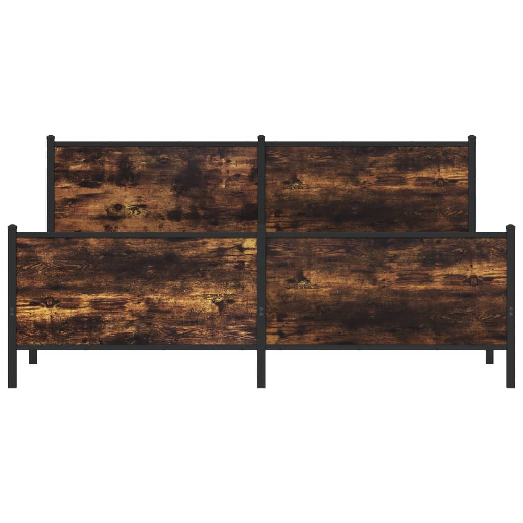 füstös tölgy színű fém ágykeret matrac nélkül 180 x 200 cm