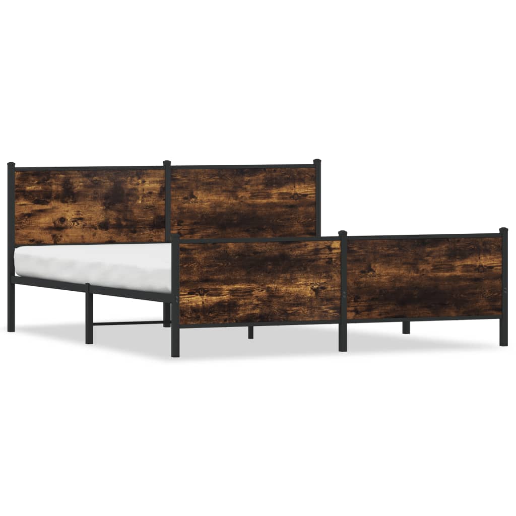 füstös tölgy színű fém ágykeret matrac nélkül 200 x 200 cm