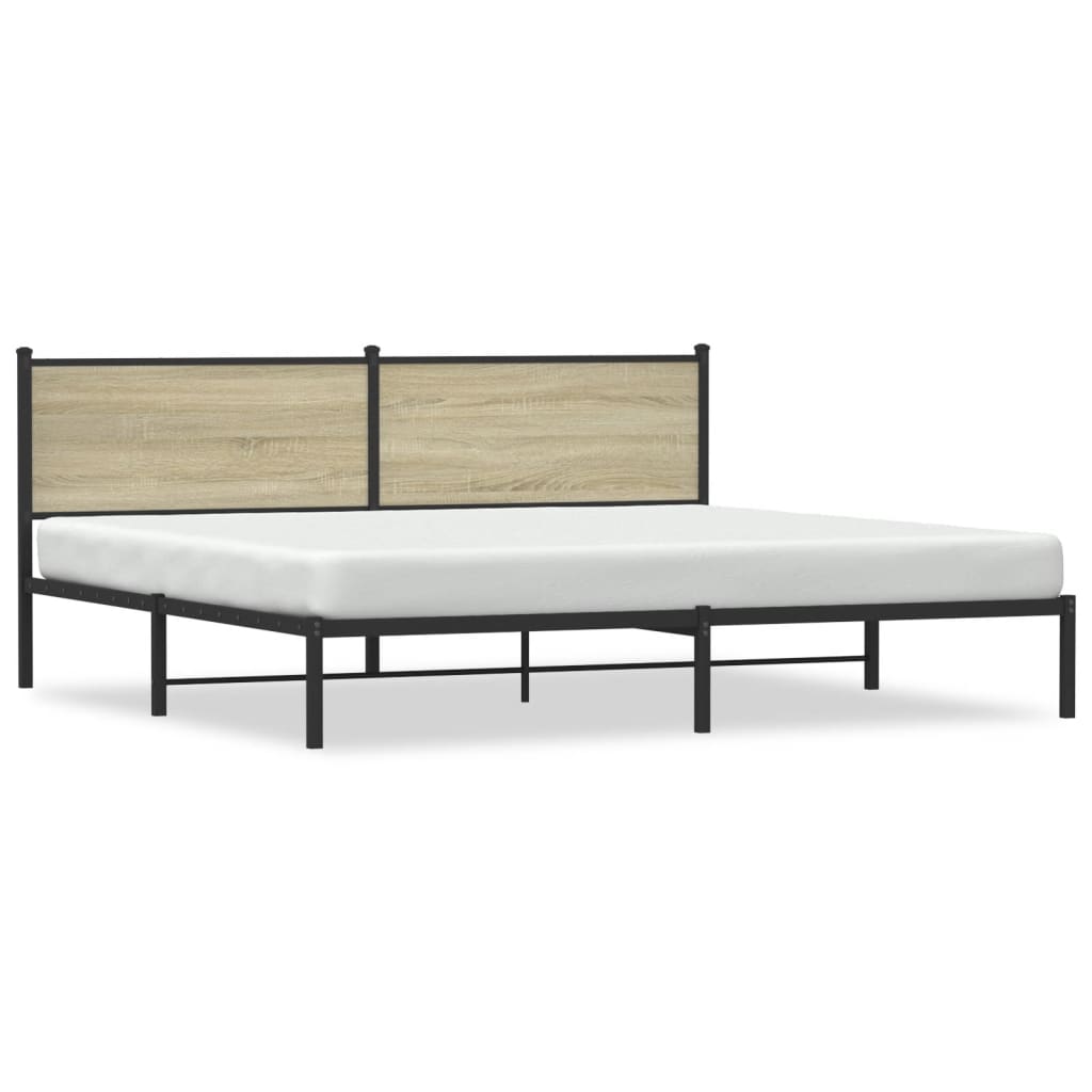 sonoma tölgy színű fém ágykeret matrac nélkül 200 x 200 cm