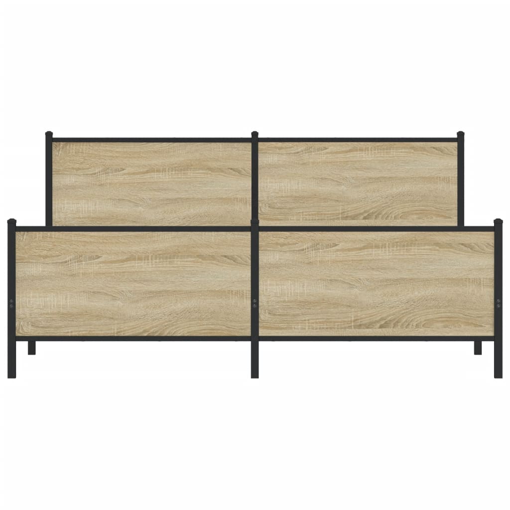 sonoma tölgy színű fém ágykeret matrac nélkül 200 x 200 cm