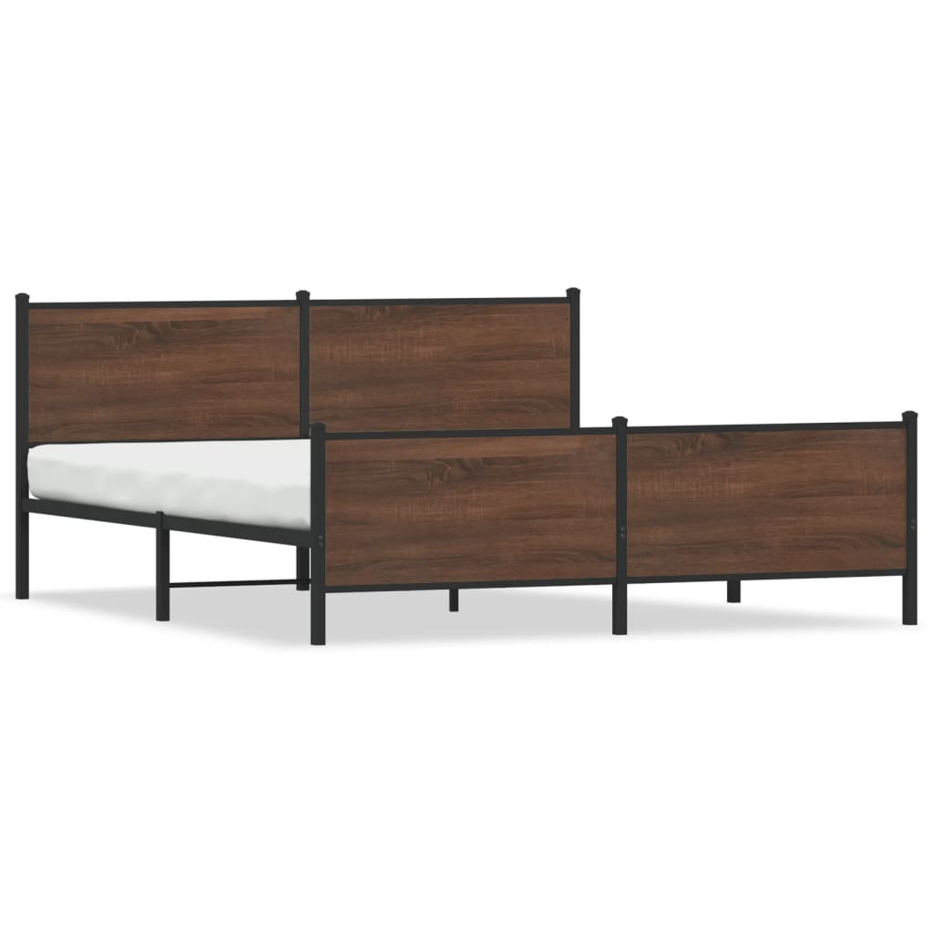 barna tölgy színű fém ágykeret matrac nélkül 180 x 200 cm